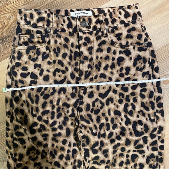 Reformation Leopard Print High-Rise Straight Jeans Size 25 - Picture 11 of 13